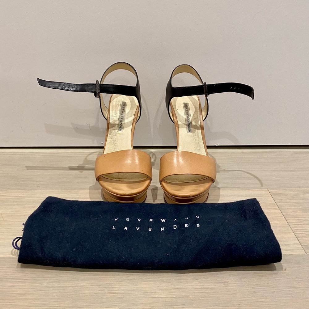 Vera Wang Lavender Nude & Black Heeled Sandals